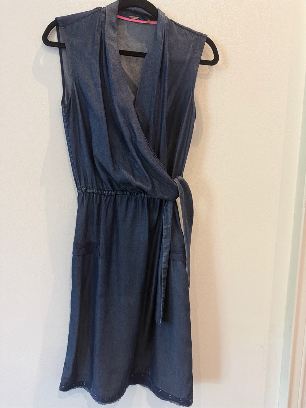 Elie Tahari Navy Dress with ribbon and grommet trim